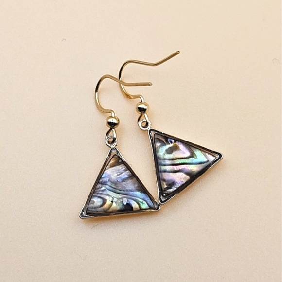 🐚NEW! Elegant Abalone Triangle Earrings - Picture 4 of 5